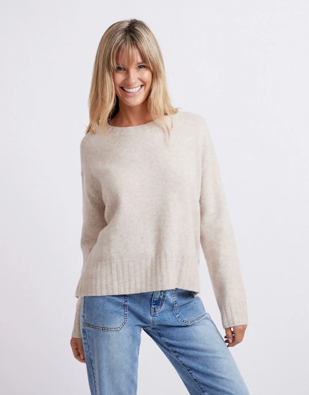 Saint-Germain Crew Knit Jumper - Oatmeal/White Stripe