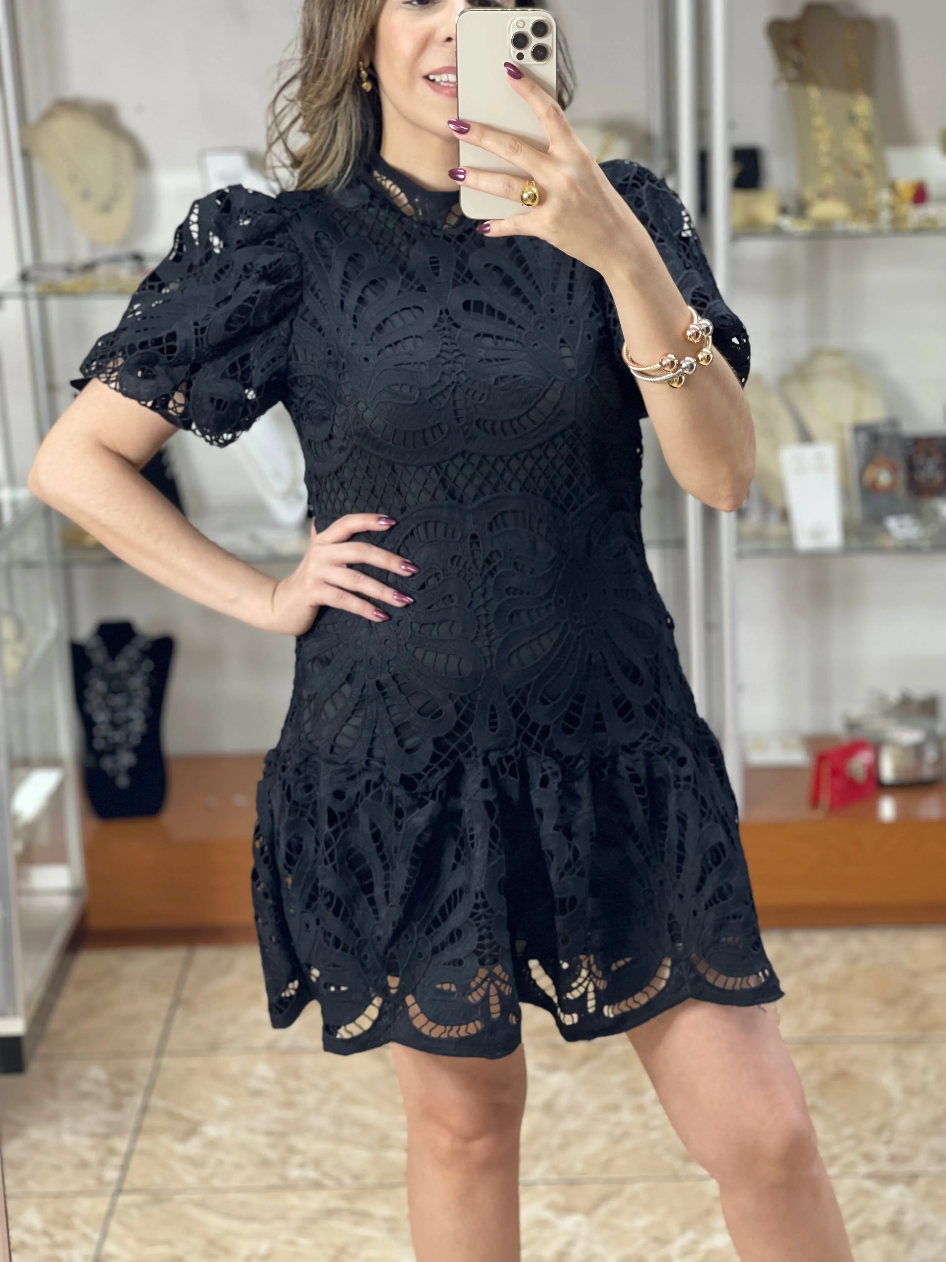 Sally Puffy Sleeves Mini Dress