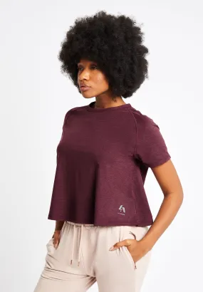 Short Sleeve T-Shirt With Cross Over Back-purple