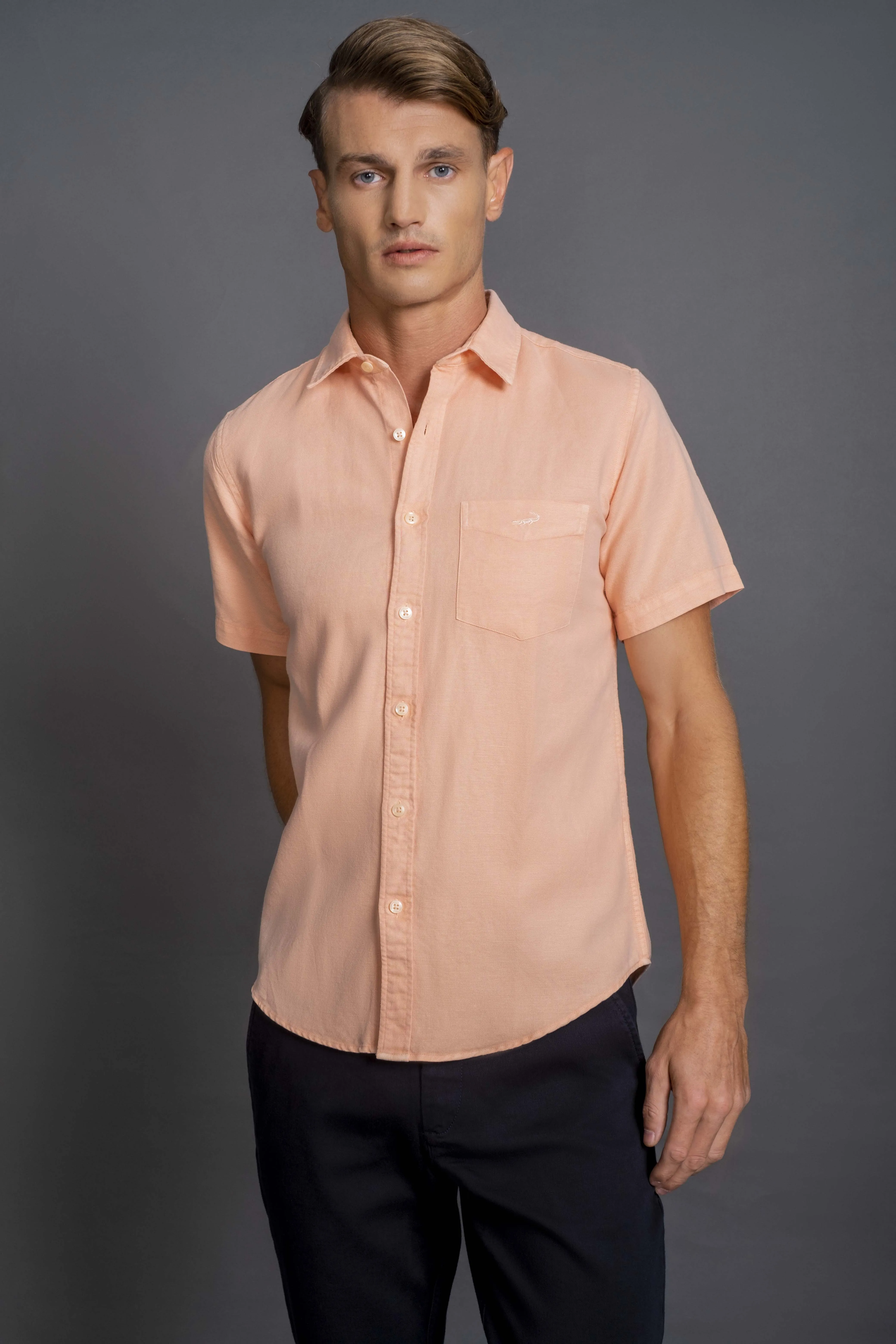 Short sleeves-Casual Shirts-Orange