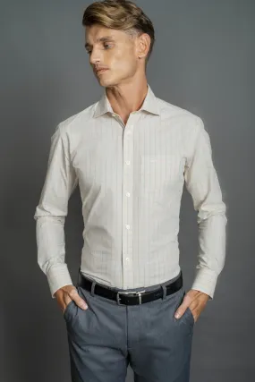 Slim Fit Long sleeves-Formal Shirts-Creme Brulee