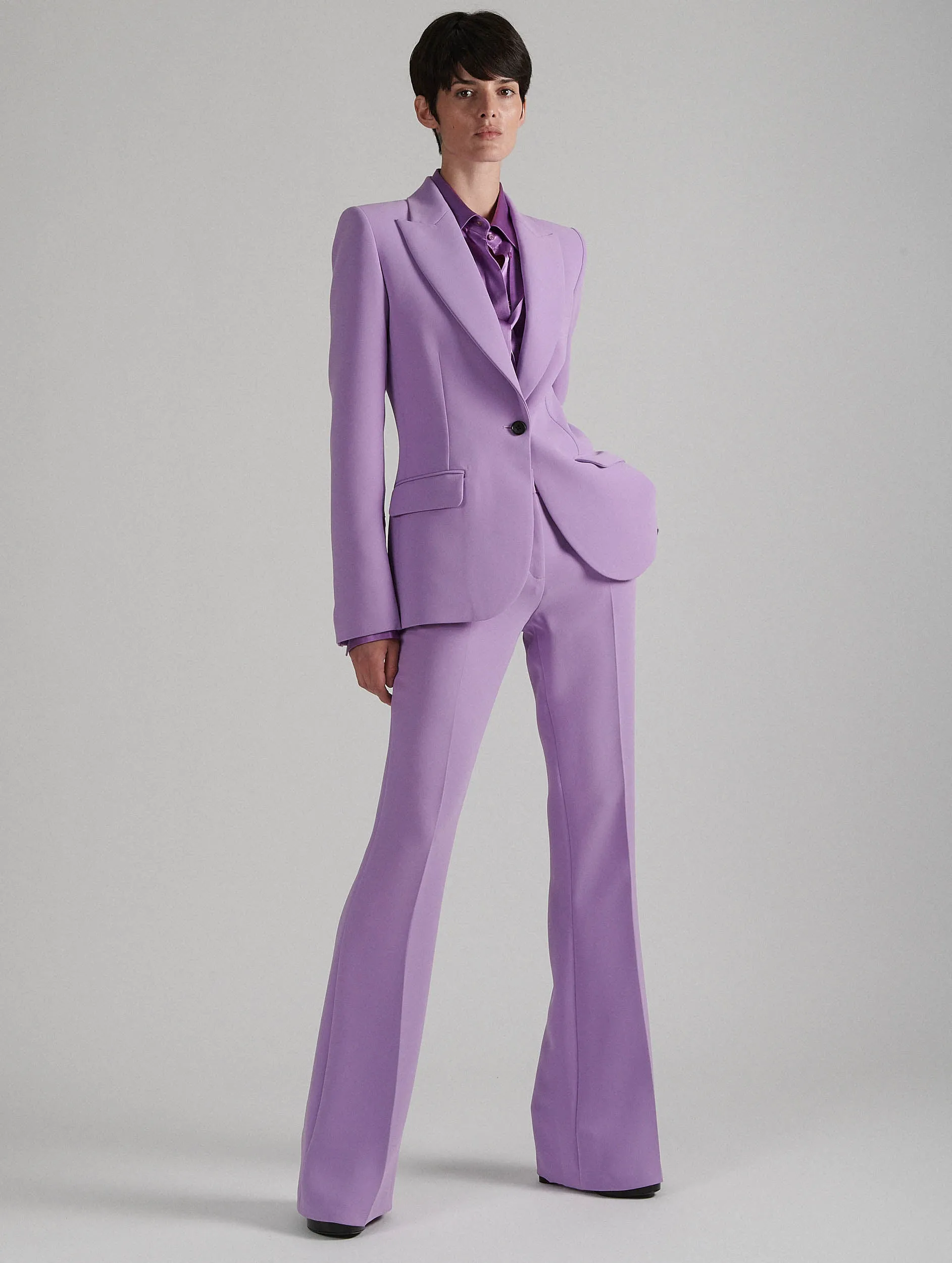 Slim-fit suit jacket in lilac crepe