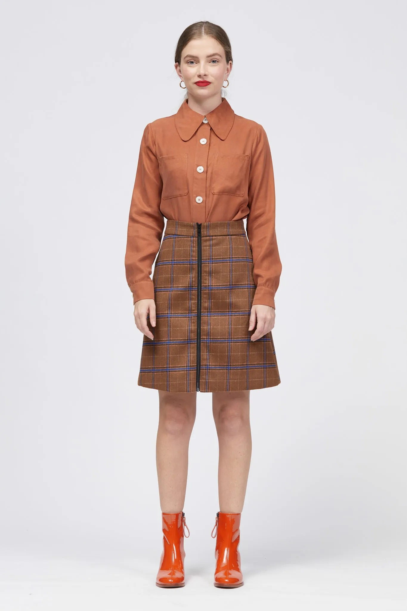 Sobota Skirt Brown/Blue Check