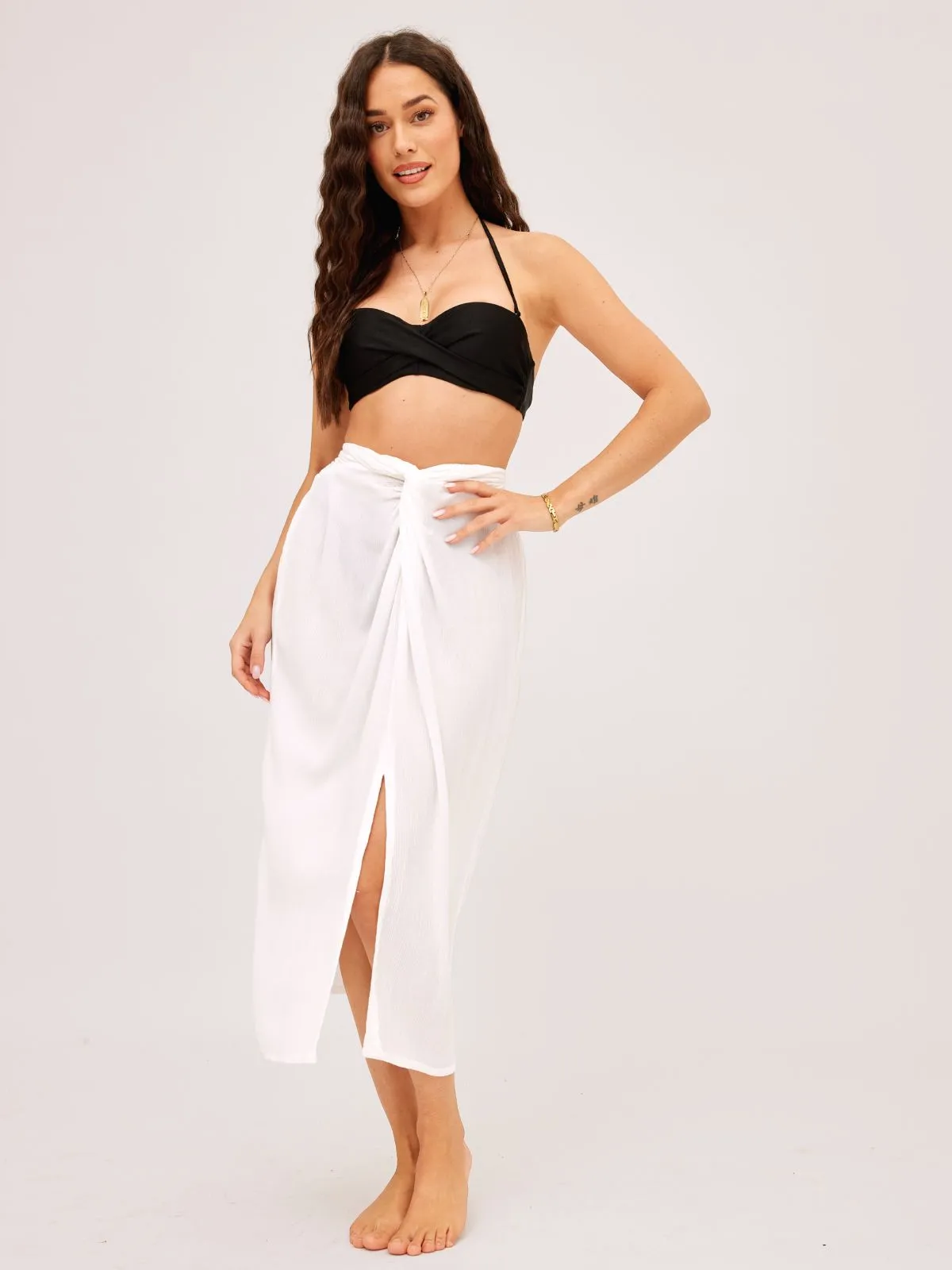 South Beach Cova Crinkle Sarong / Cream