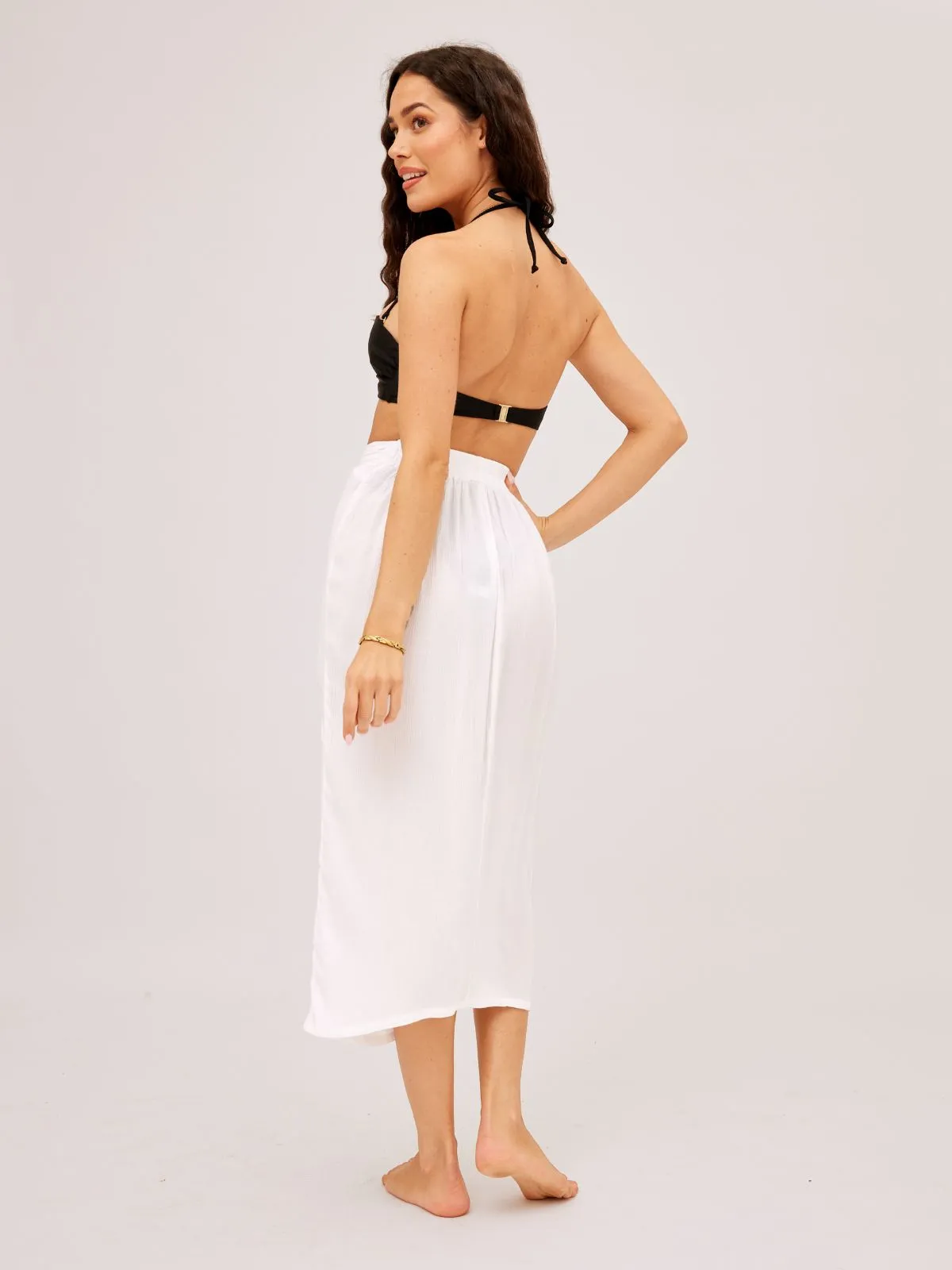 South Beach Cova Crinkle Sarong / Cream