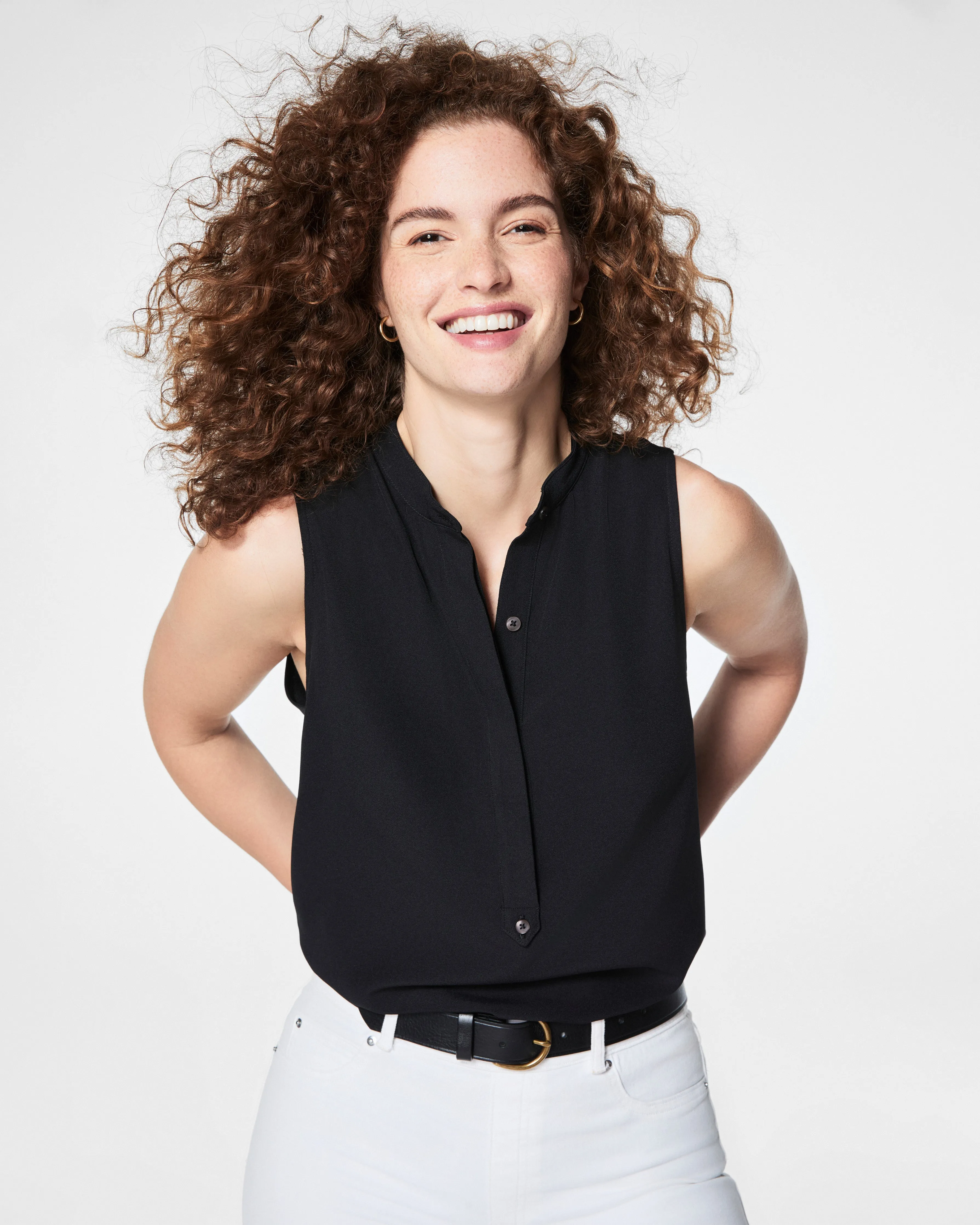 SPANX® Carefree Crepe Popover Blouse