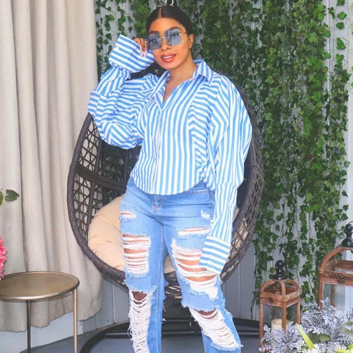 Stripe Nina Puff Sleeves Shirt