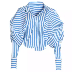 Stripe Nina Puff Sleeves Shirt