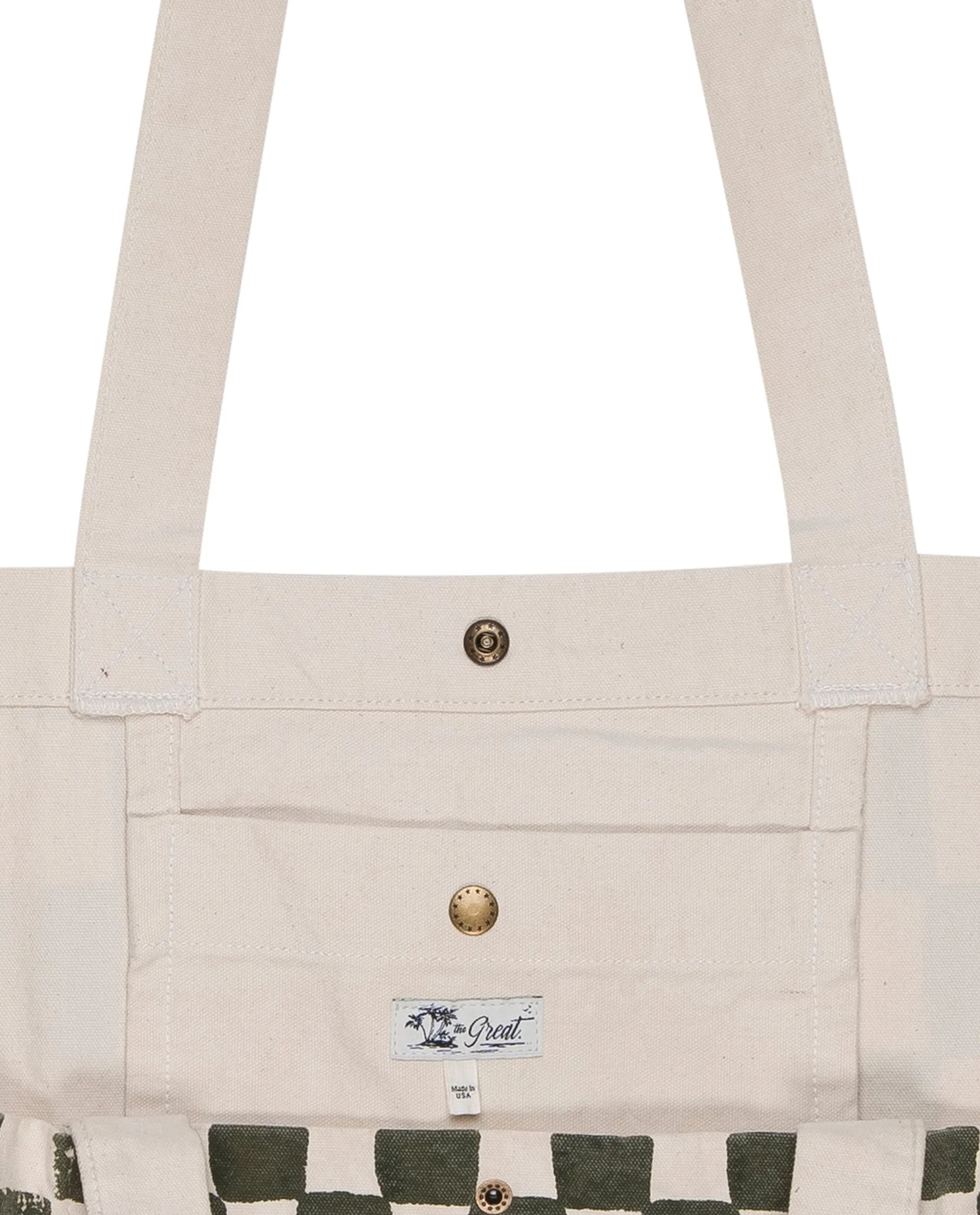 The Beach Tote. -- Cream with Army Check Stamp