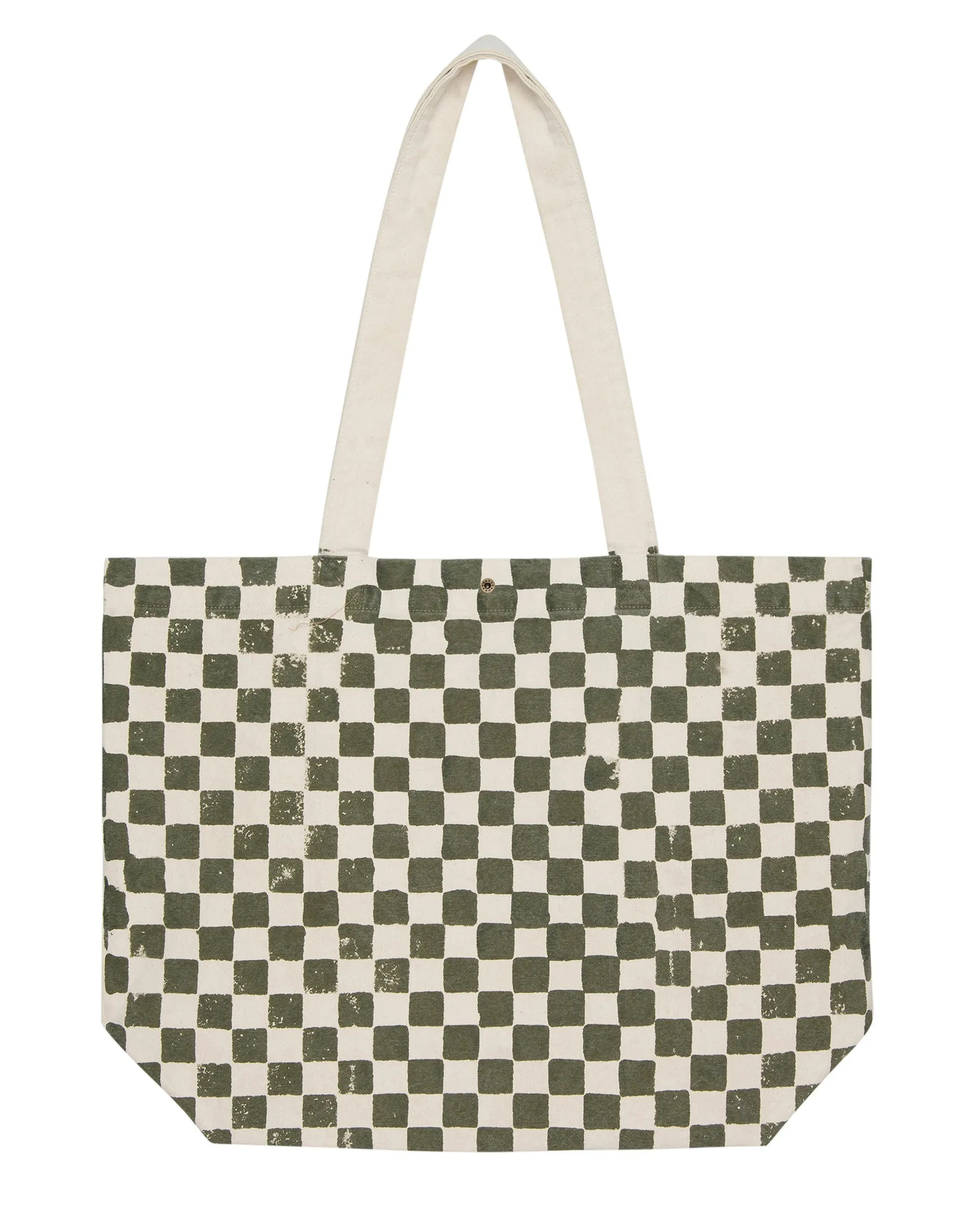 The Beach Tote. -- Cream with Army Check Stamp