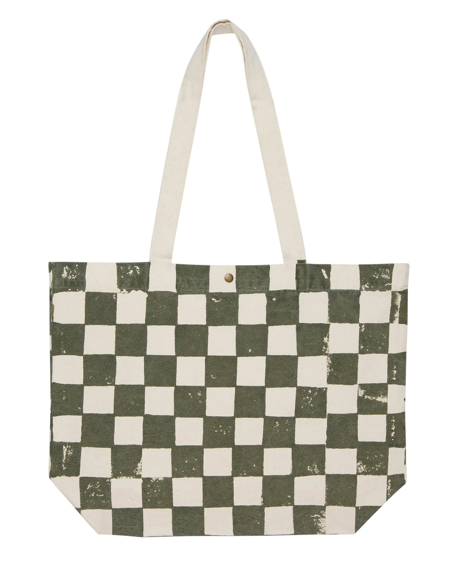 The Beach Tote. -- Cream with Army Check Stamp