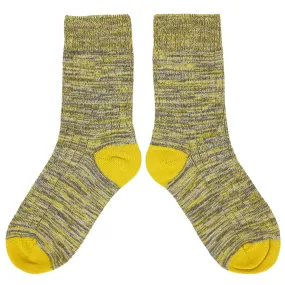 Unisex Organic Cotton Ribbed Ankle Socks - Yellow Marl