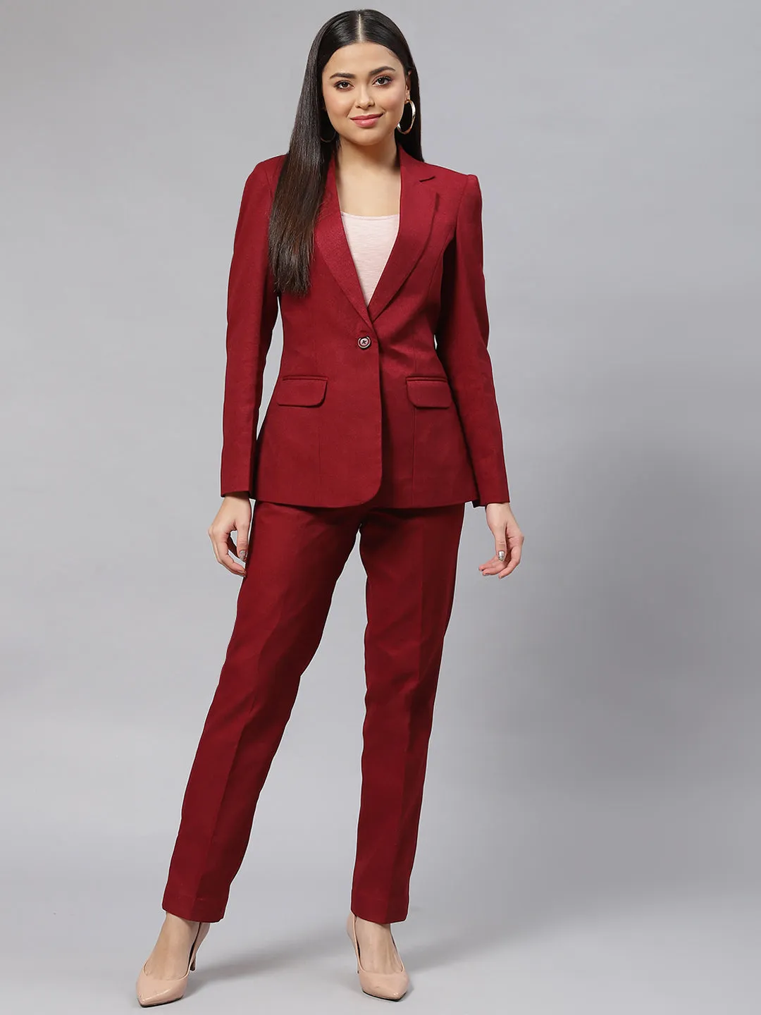 Warm Tweed Blazer - Wine Red