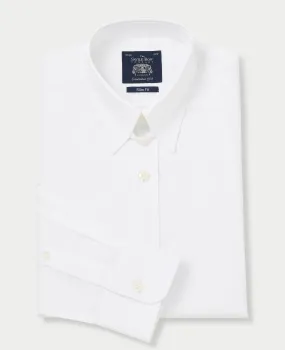 White Poplin Tab Collar Formal Shirt Slim Fit - Single Cuff