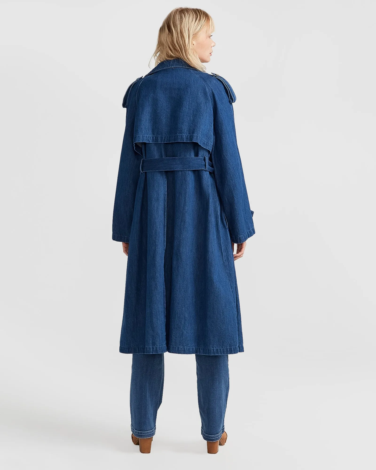 Wild Skies Denim Trench - Mid Denim