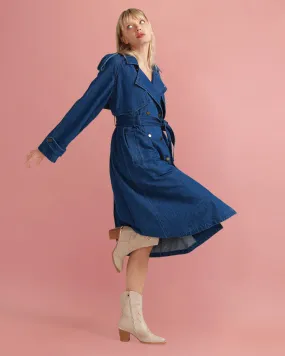 Wild Skies Denim Trench - Mid Denim