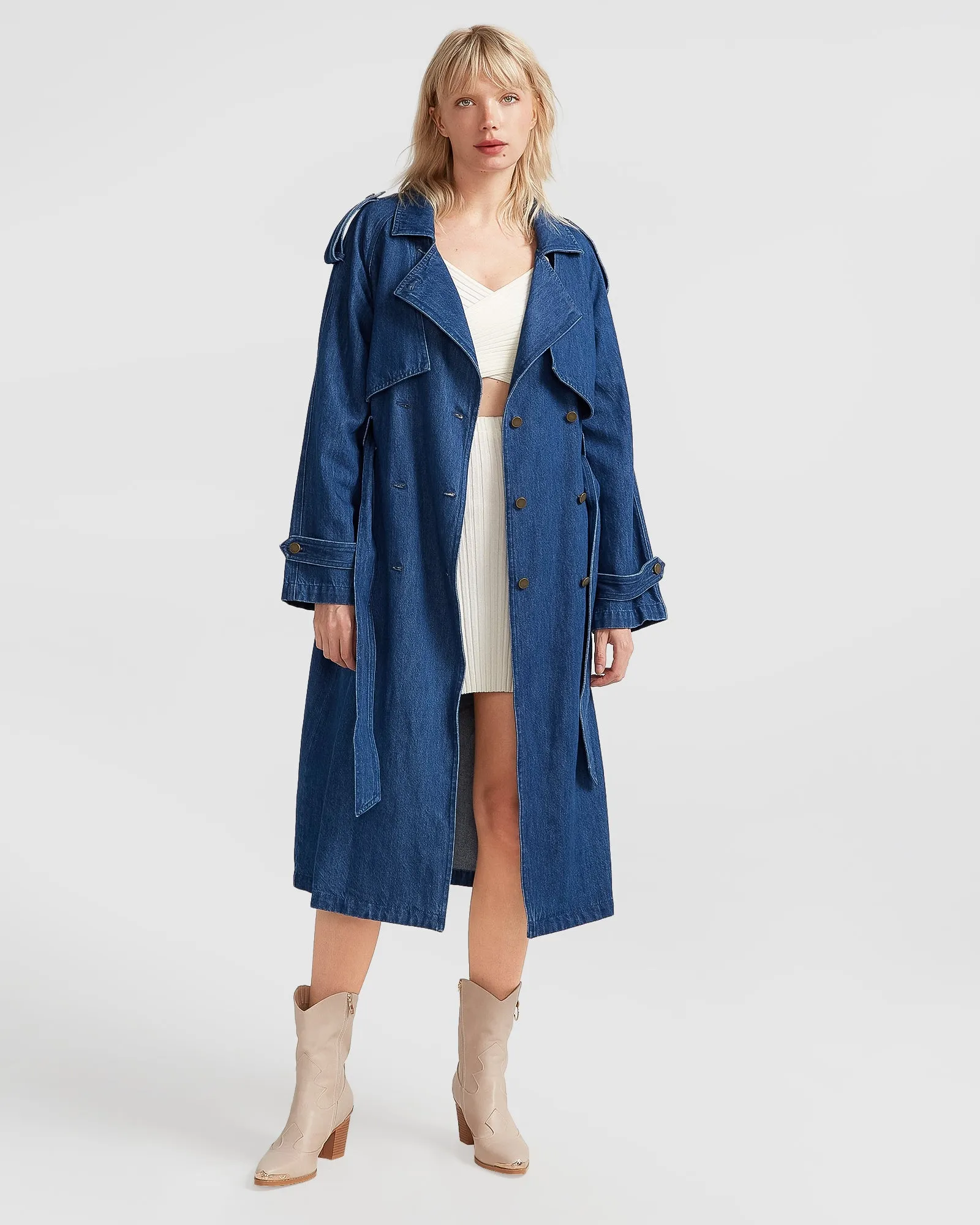 Wild Skies Denim Trench - Mid Denim