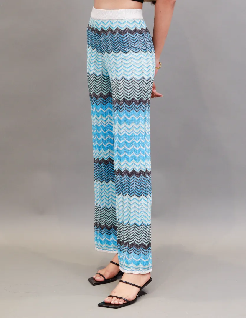 Women Blue Zigzag Trousers