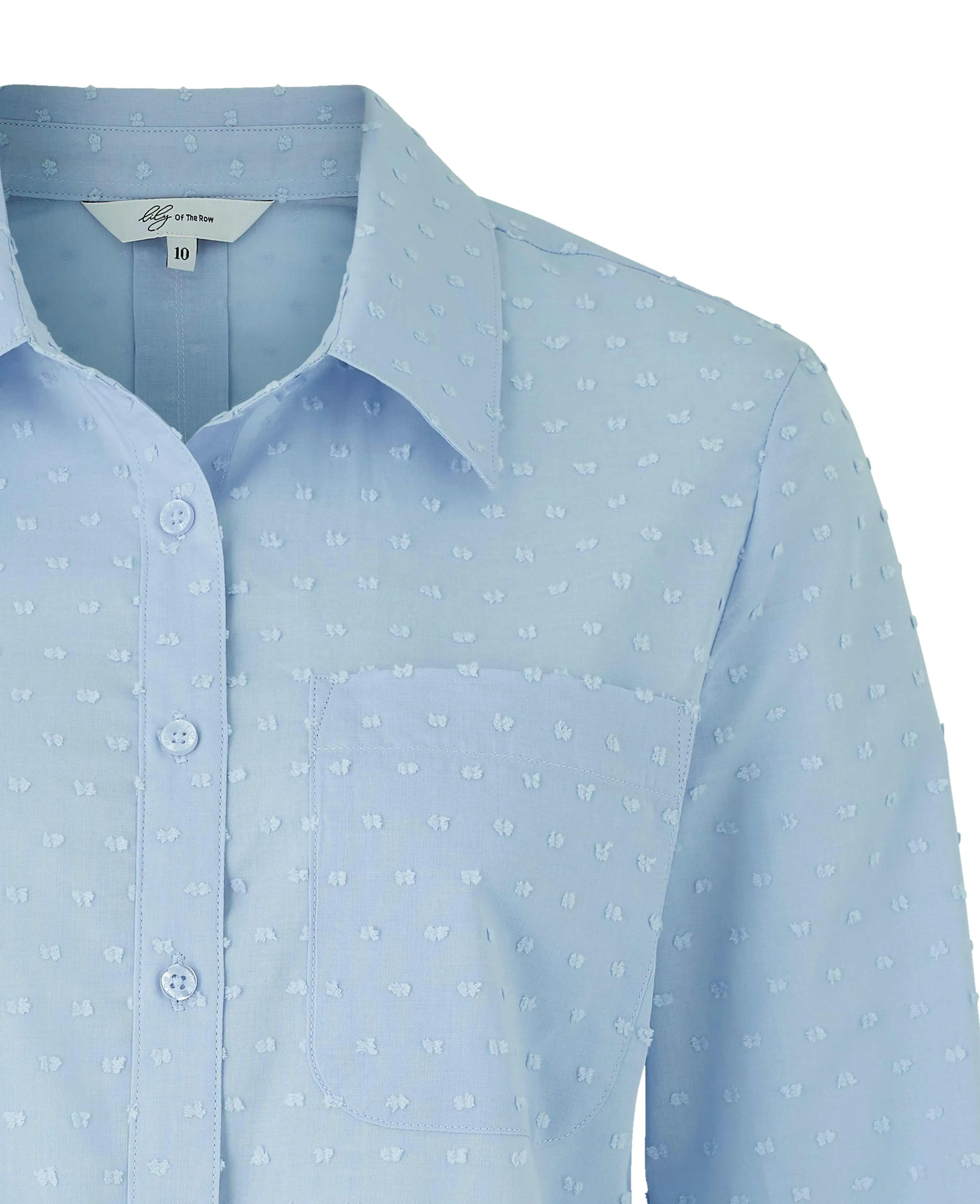 Women's Light Blue Dobby Spot Semi-Fitted Shirt