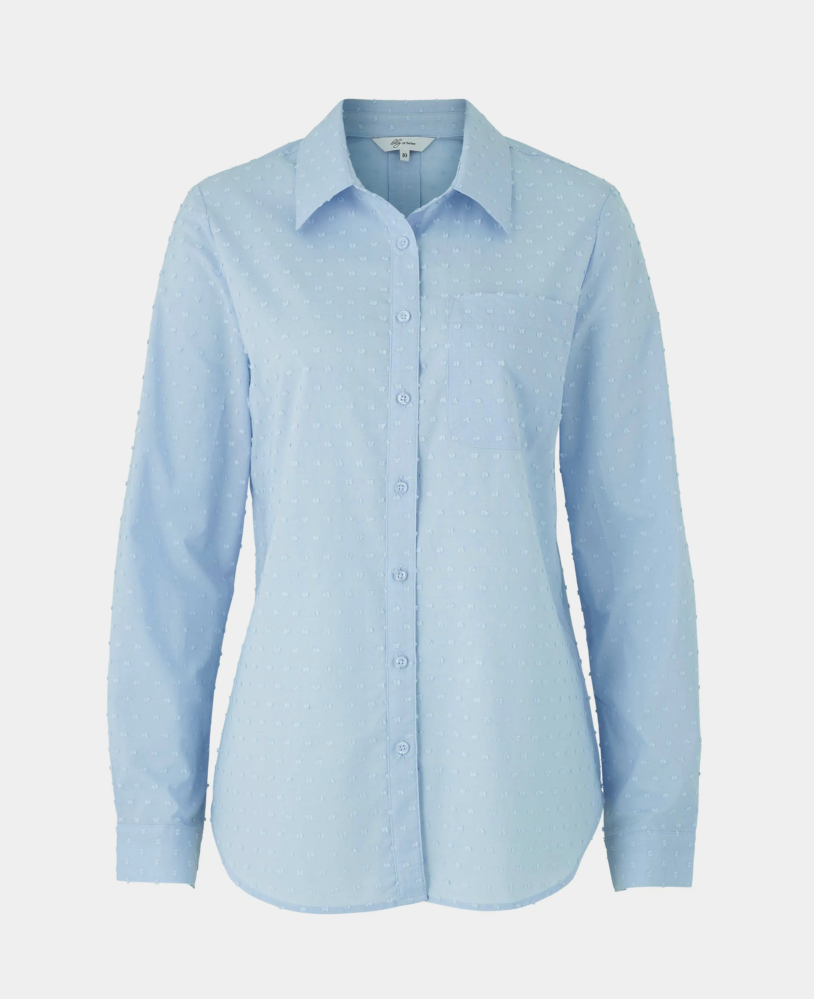 Women's Light Blue Dobby Spot Semi-Fitted Shirt