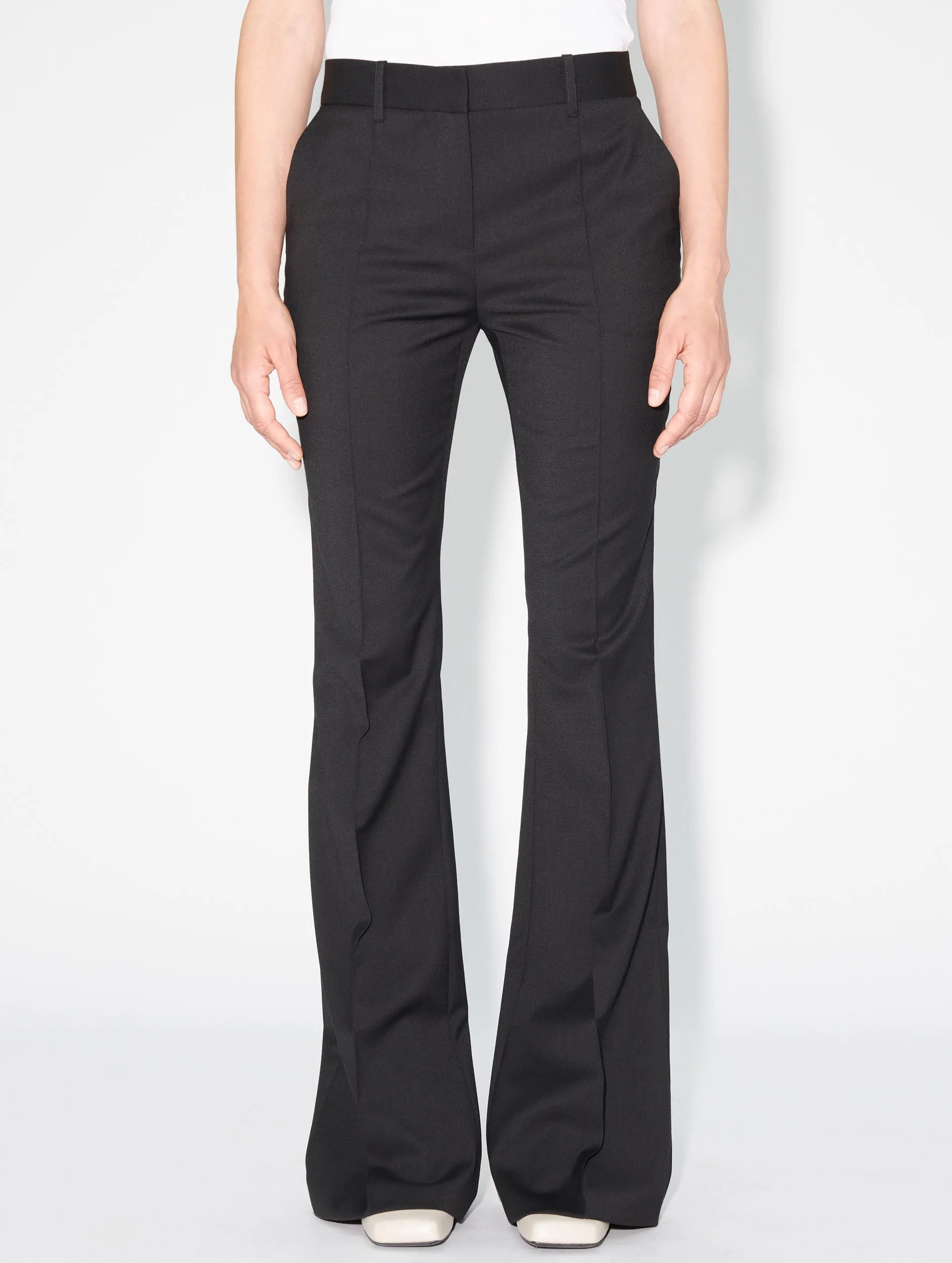 Wool gabardine bootcut suit trousers