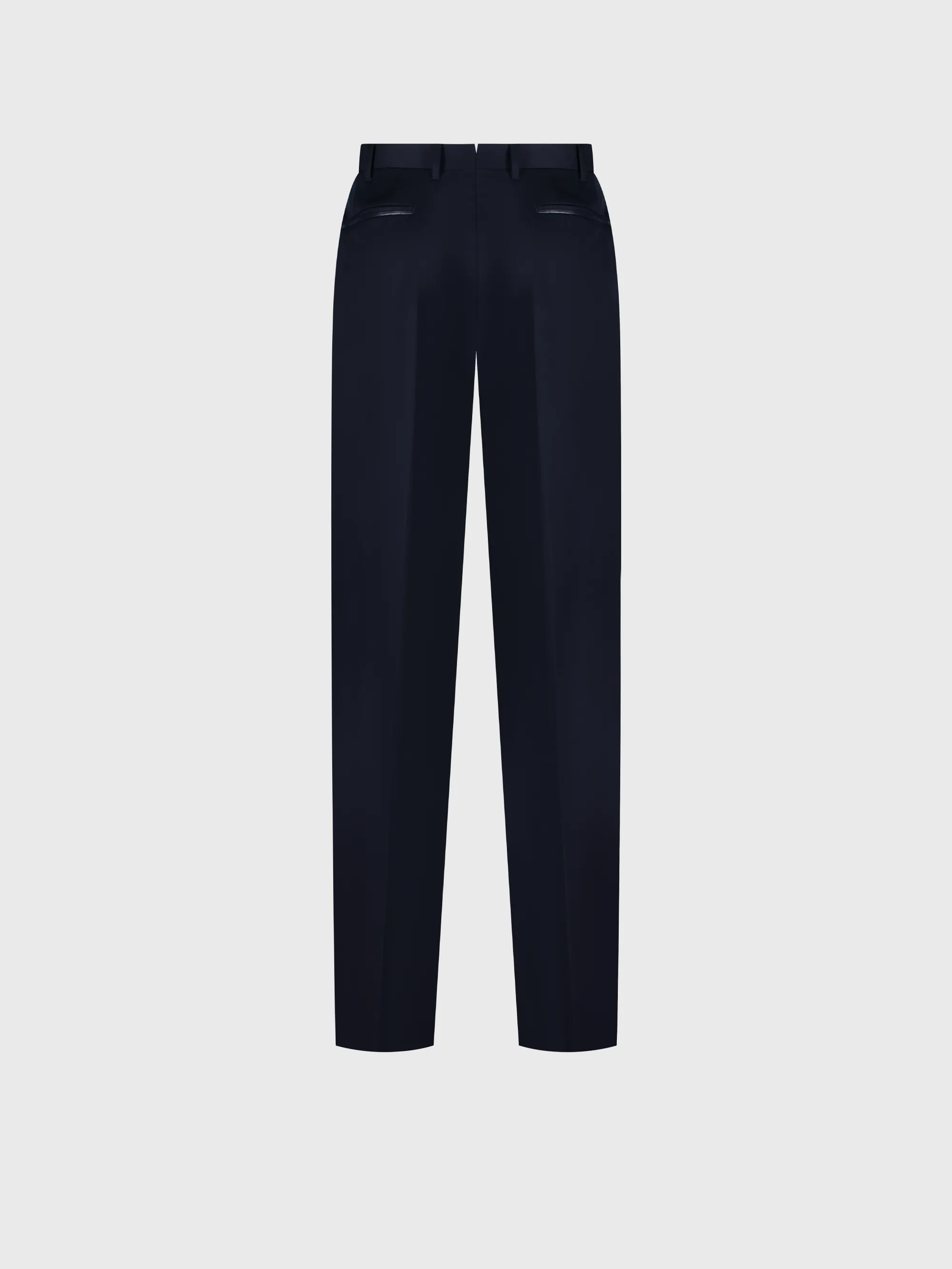 Wool Trousers with Leather Piping