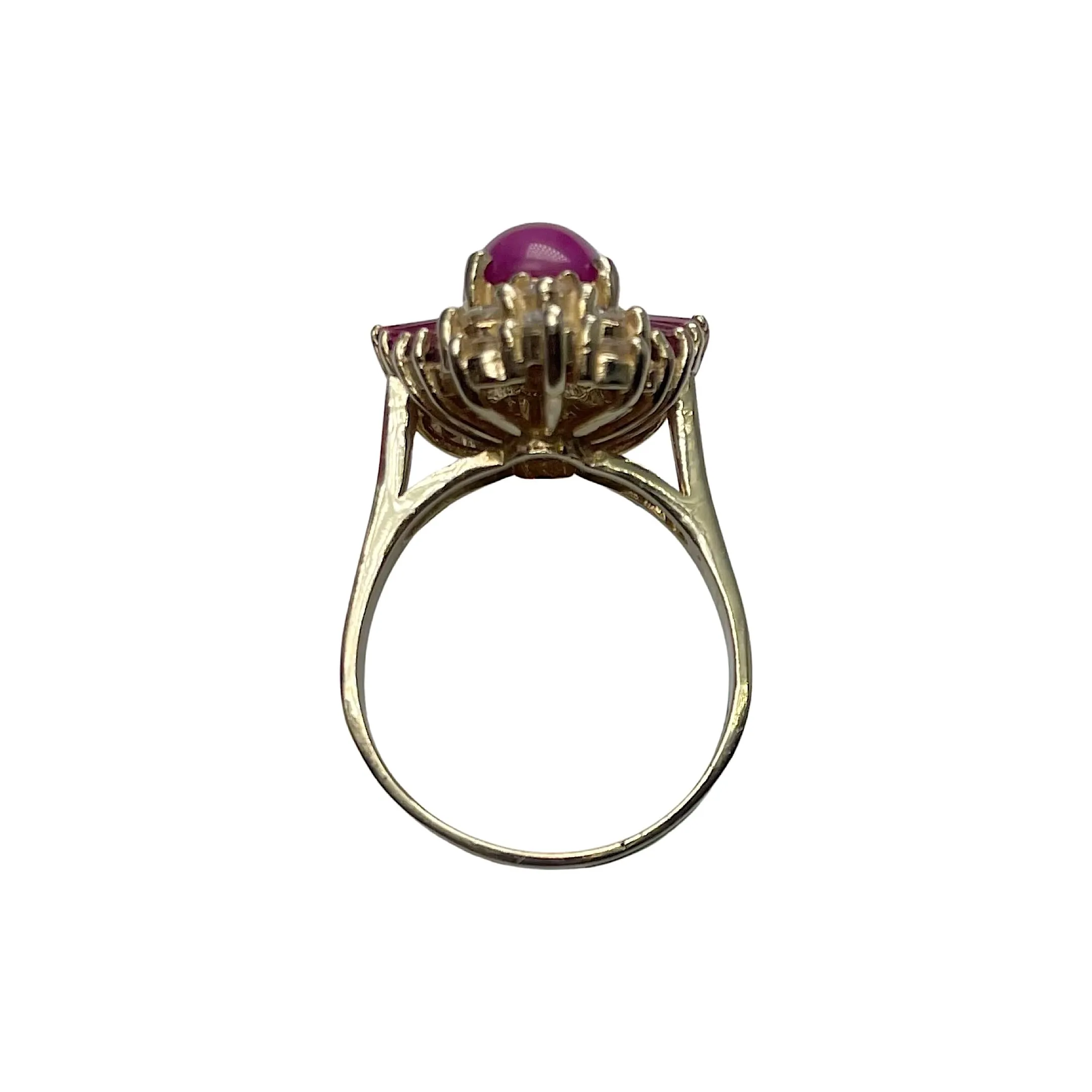 Yellow Gold Ruby Star and Diamond Ring (Authentic Pre-Owned)